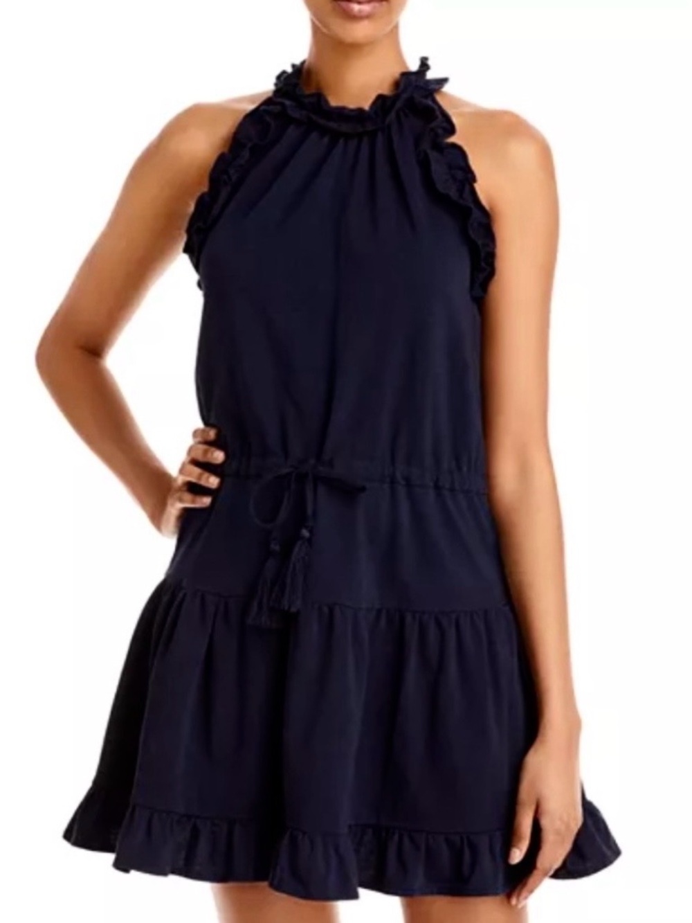 SUNDAYS Larissa Ruffled Drawstring Dress, black